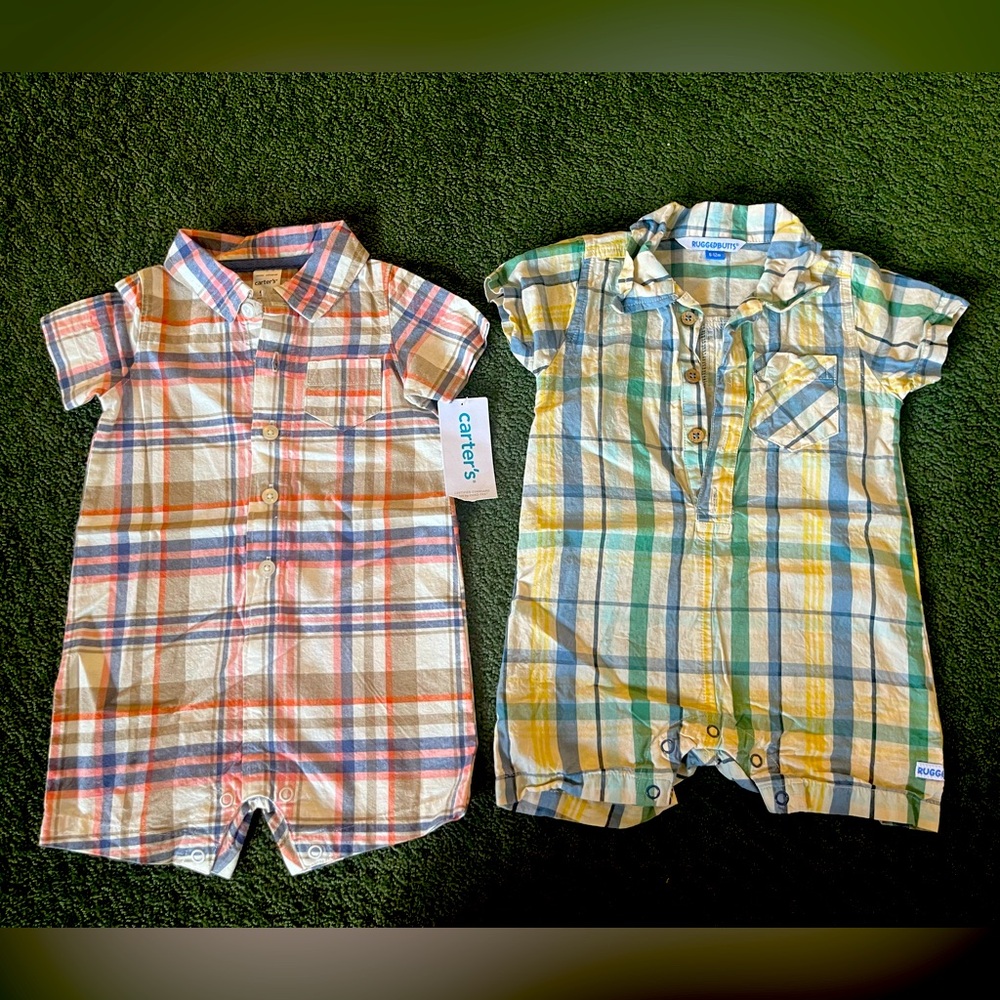 Rugged Butts &  NWT Carter’s Plaid Romper